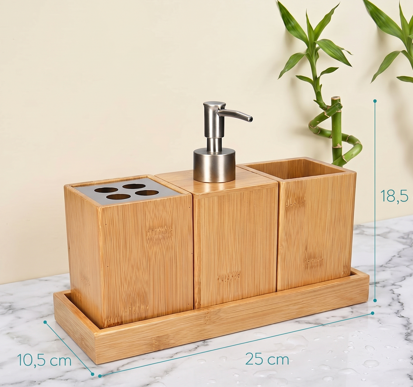 Set de Accesorios de Baño en Bambú Natural