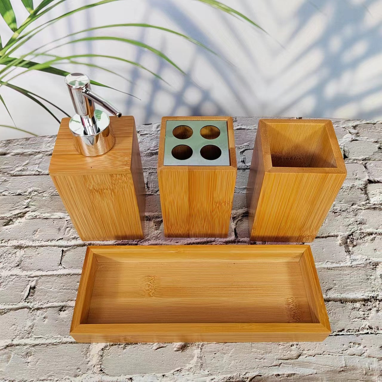 Set de Accesorios de Baño en Bambú Natural