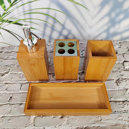 Set de Accesorios de Baño en Bambú Natural