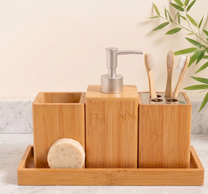 Set de Accesorios de Baño en Bambú Natural